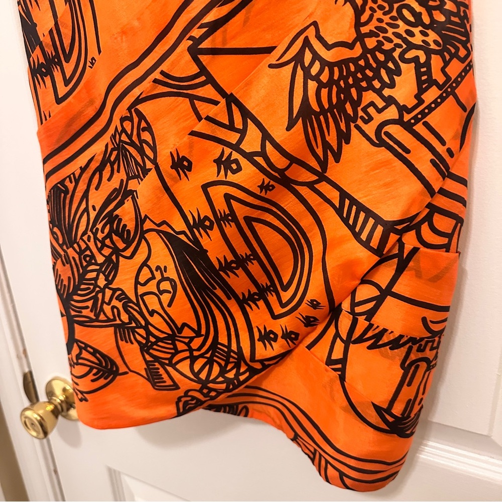 Aryn K.100% Silk Dress For Anthropologie Burnt‎ Orange and Black Sz Small - Picture 4 of 16
